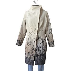 Alex M. Diamond Ivory & Black High Neck Abstract Coat Woman’s Sz M